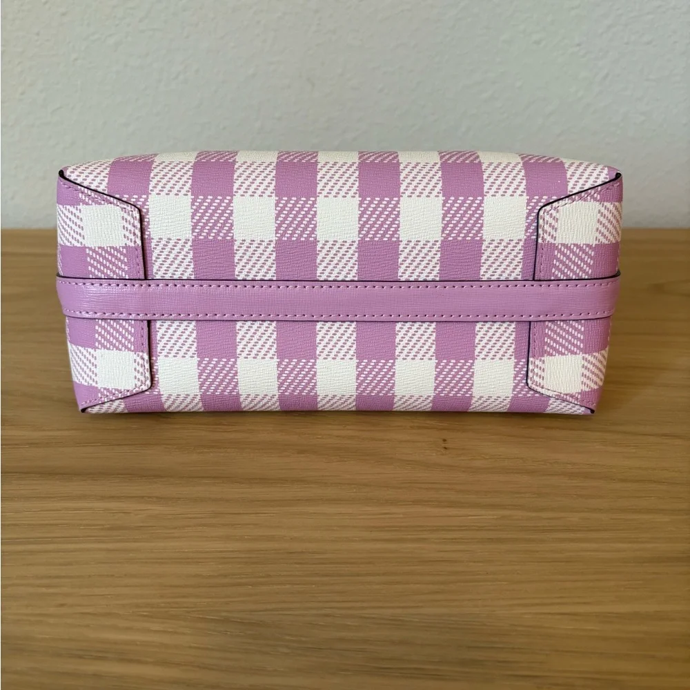Kate Spade Bleecker Gingham Checker Purple Medium Crossbody Tote Handbag - Picture 7 of 10